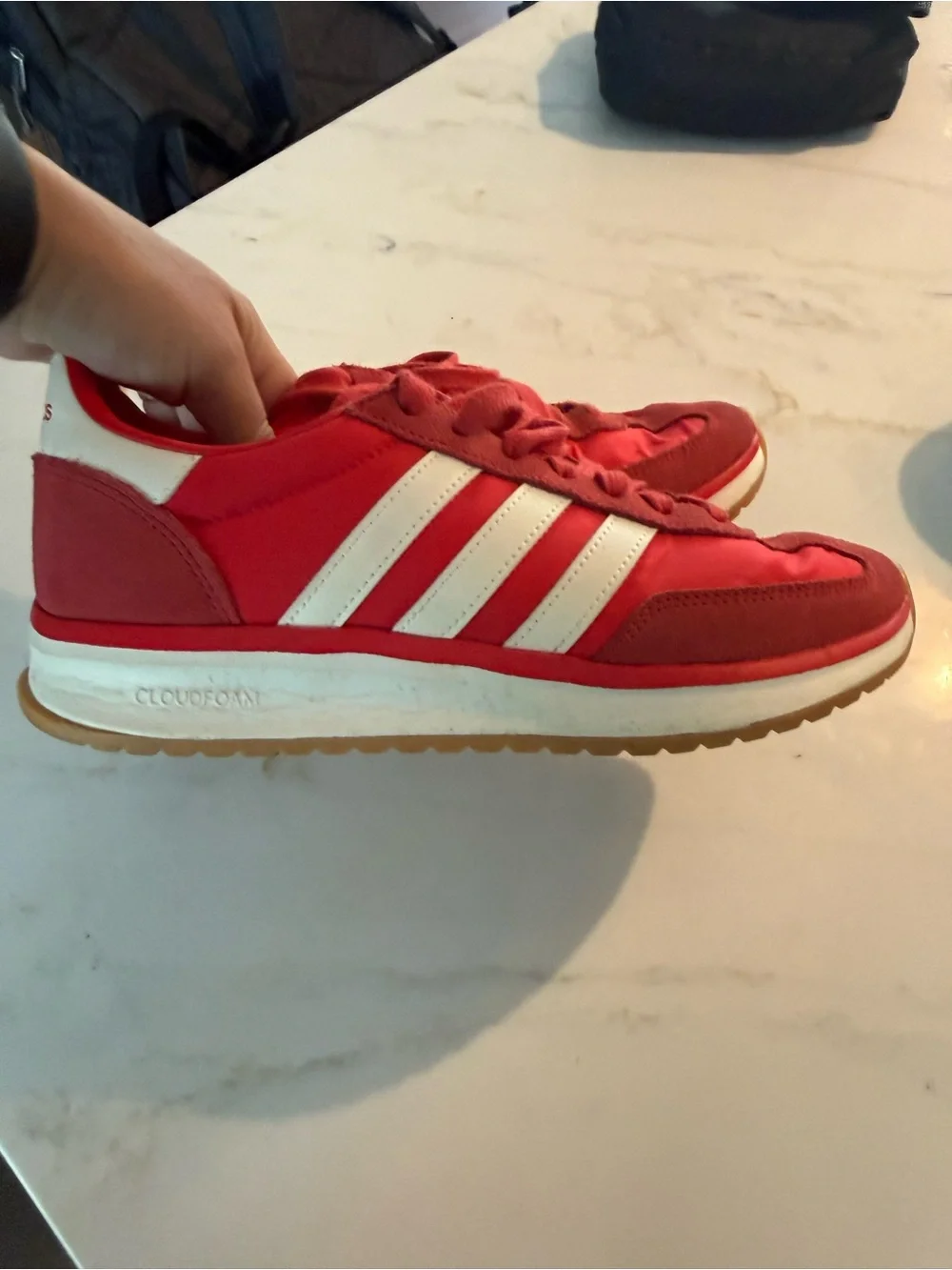 adidas Red Sneakers with White 3-Stripes